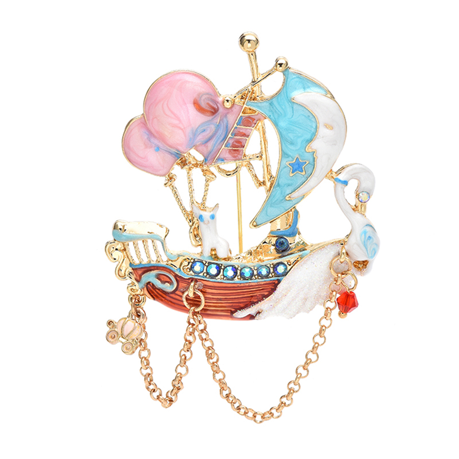 Embroidery Bali - babay Romantic Swan Boat Brooches For