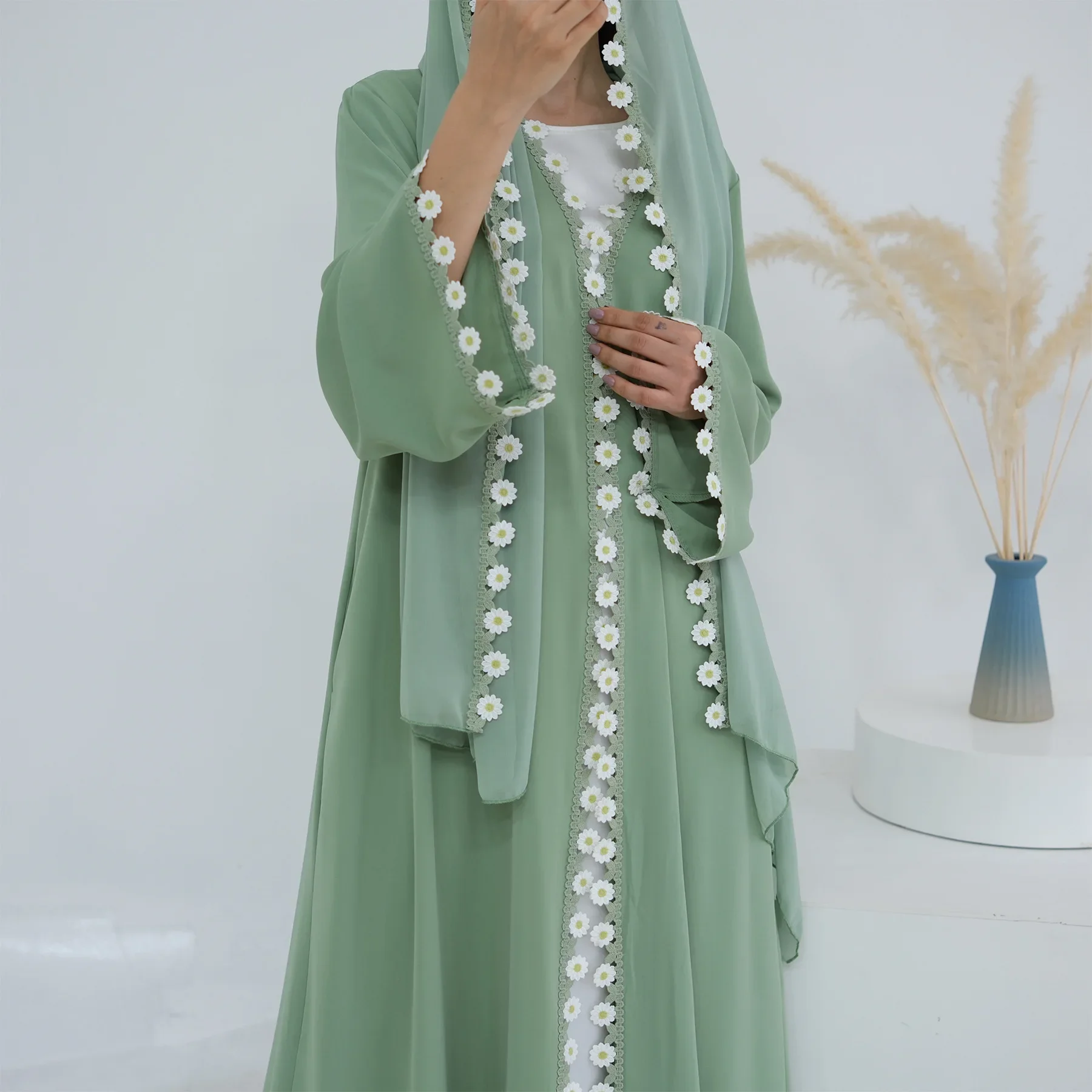 Flower Dubai Abayas Turkey Kaf - Embroidery Kebaya recension och pris