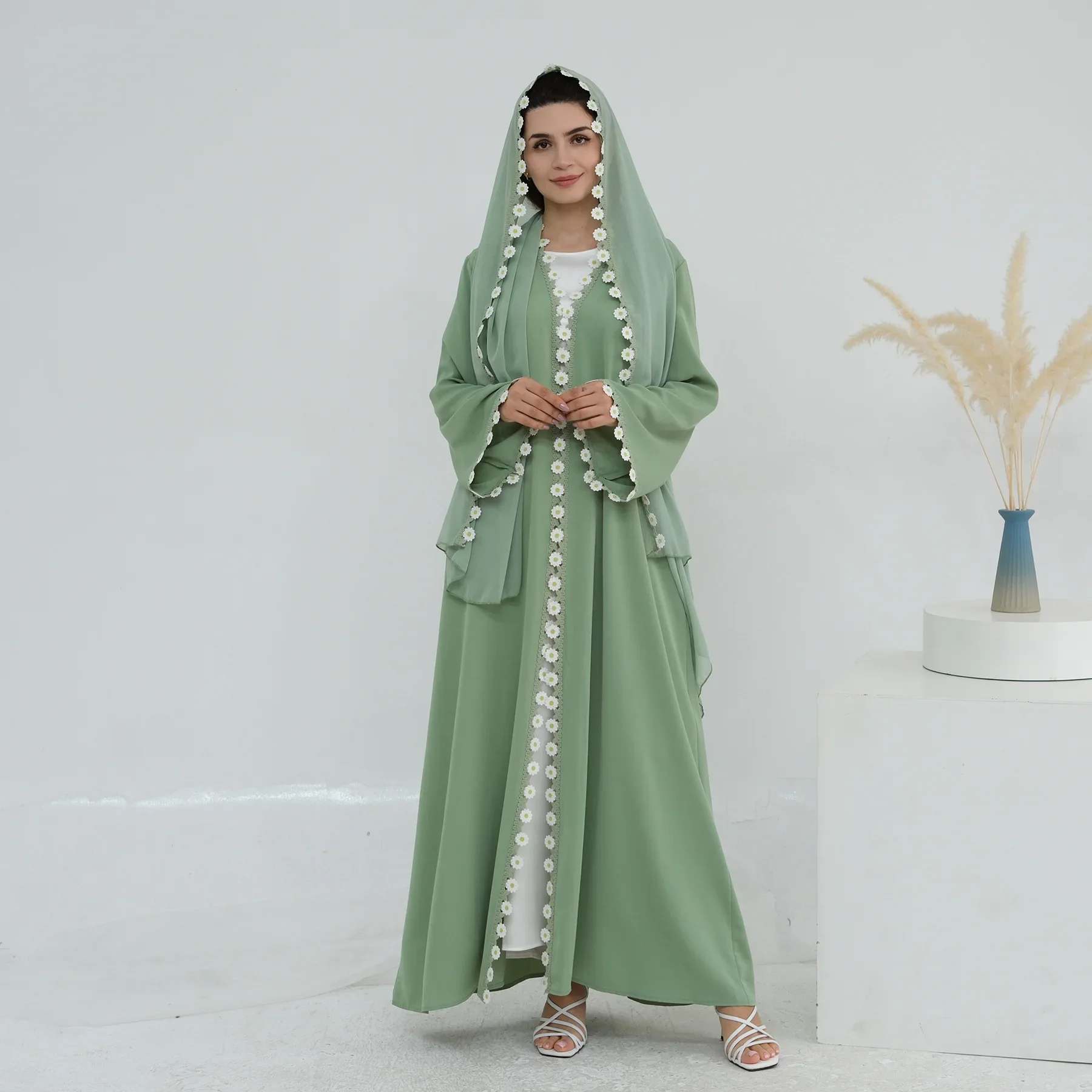 Flower Dubai Abayas Turkey Kaf - Embroidery Kebaya recension och pris