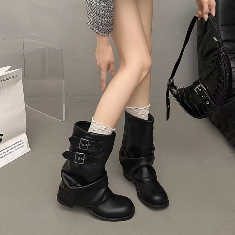 Women Black Slouchy Mid Calf B - Embroidery Garments recension och pris