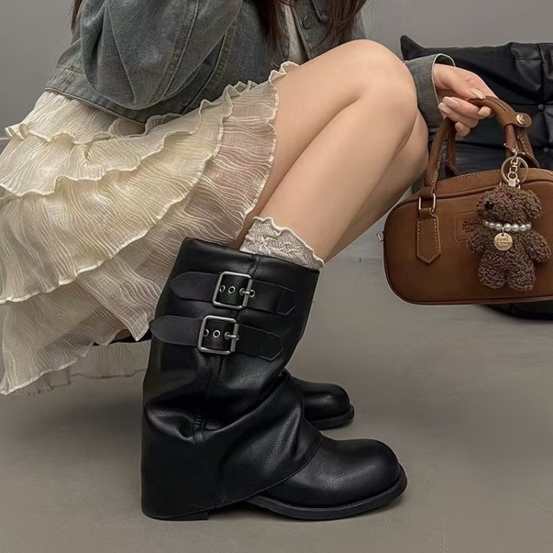 Women Black Slouchy Mid Calf B - Embroidery Garments recension och pris