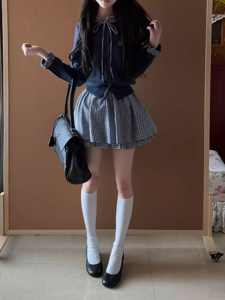 Japanese Preppy Sweet 2 Piece  - Embroidery Cotton Shirt recension och pris