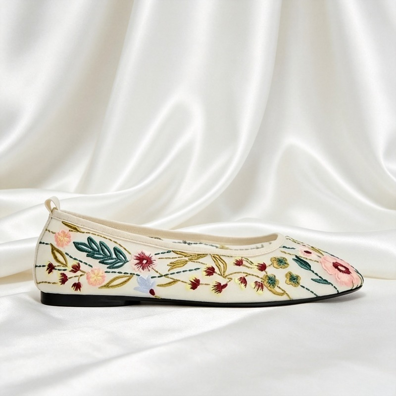 Round Toe Mesh Ballet Flats Sh - Embroidery Meaning recension och pris