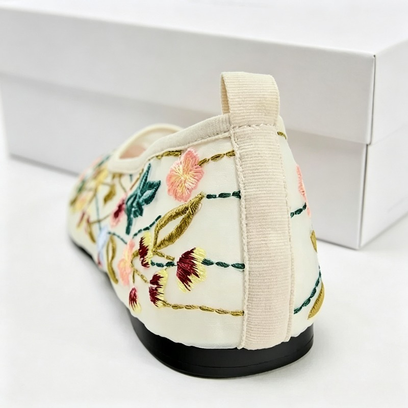 Round Toe Mesh Ballet Flats Sh - Embroidery Meaning recension och pris
