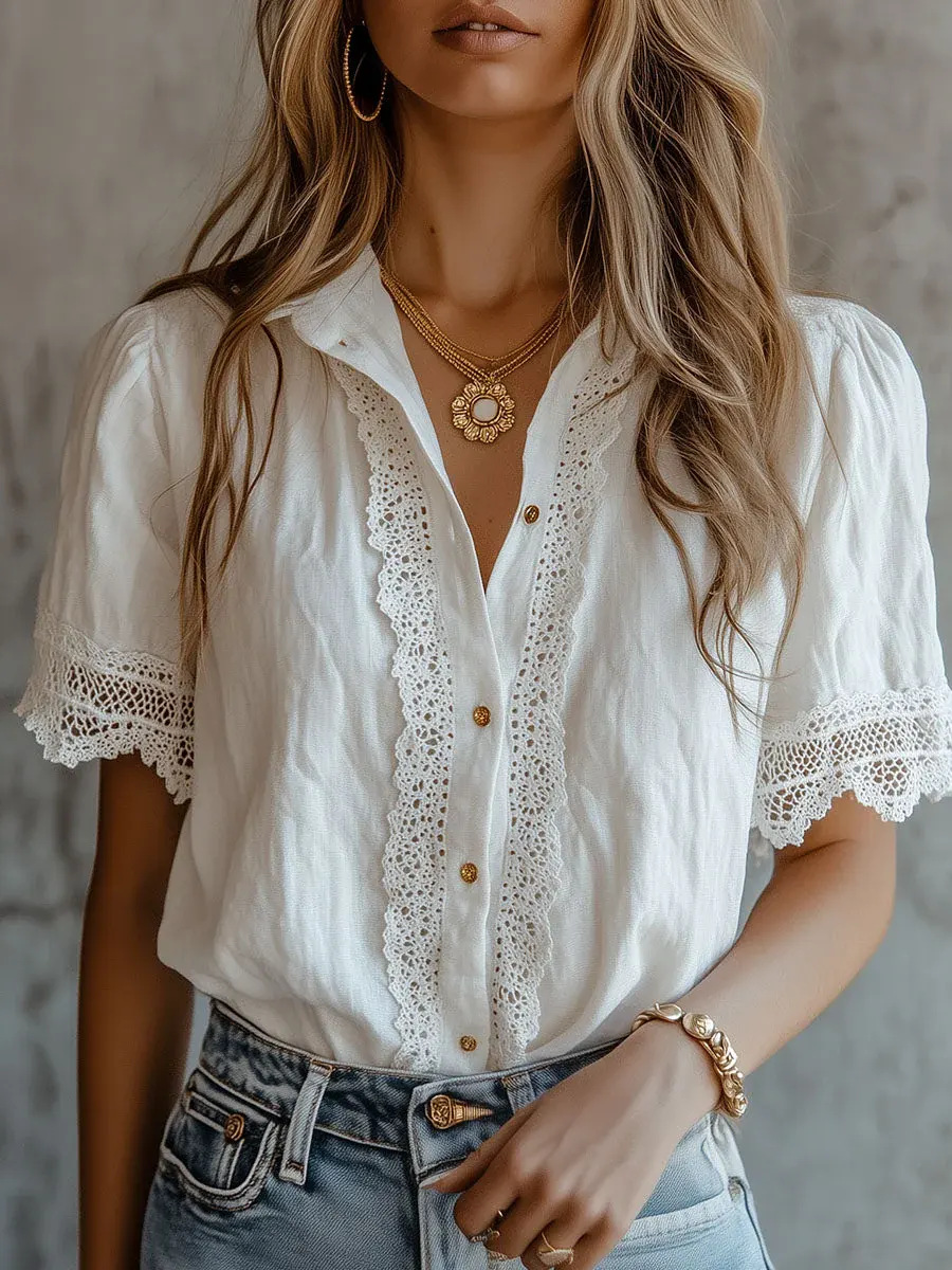 Elegant Women's Shirts Casual  - Embroidery Online recension och pris