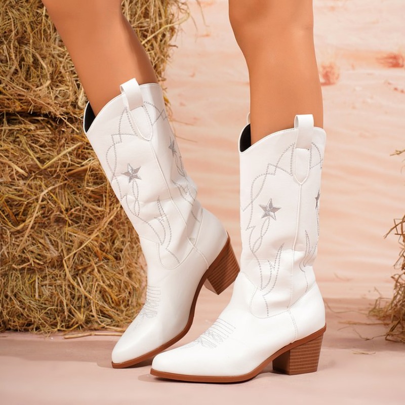 Women's Boots Mid-Calf Pointed - Embroidery Online recension och pris
