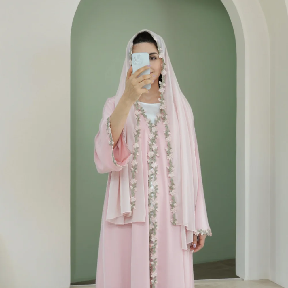 Dubai Open Abaya Muslim Hijab  - Embroidery Kebaya recension och pris