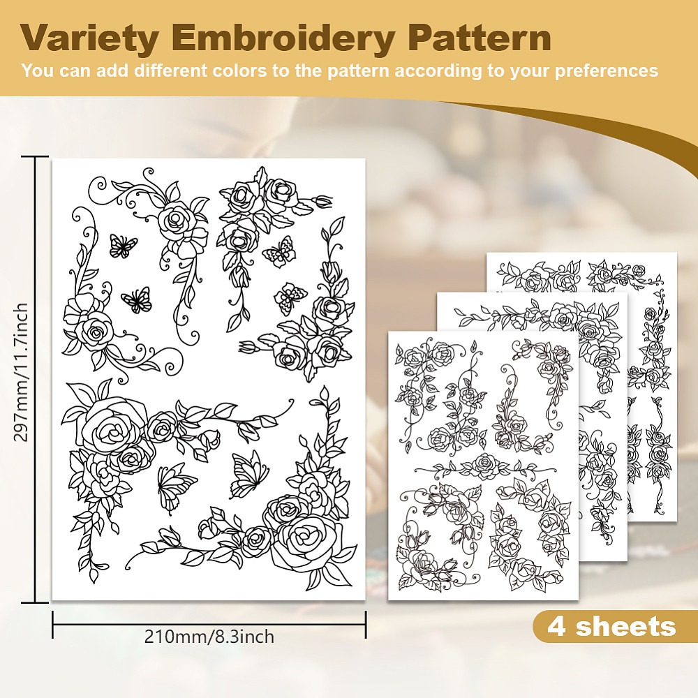 38Pcs Rose Lace 4 Sheets Water - Embroidery Rose recension och pris