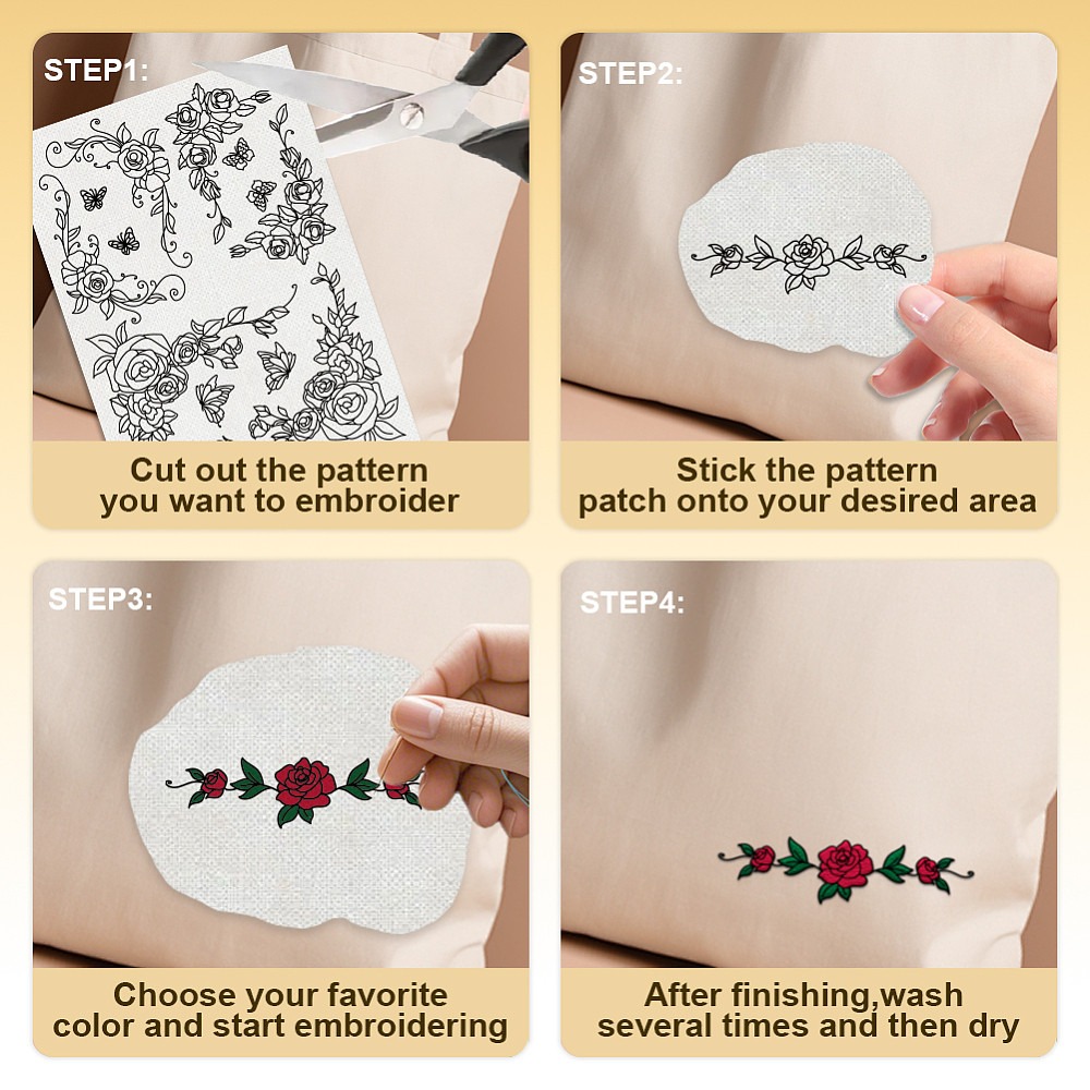 38Pcs Rose Lace 4 Sheets Water - Embroidery Rose recension och pris
