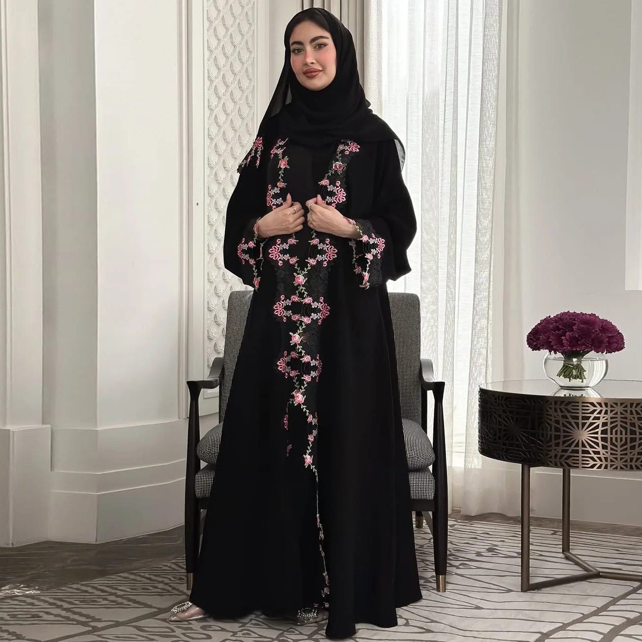 Black Embroidery Kimono Jalabi - Embroidery Kebaya recension och pris