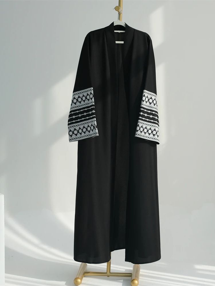 Ramadan Eid Black Open Kimono  - Embroidery Kebaya recension och pris