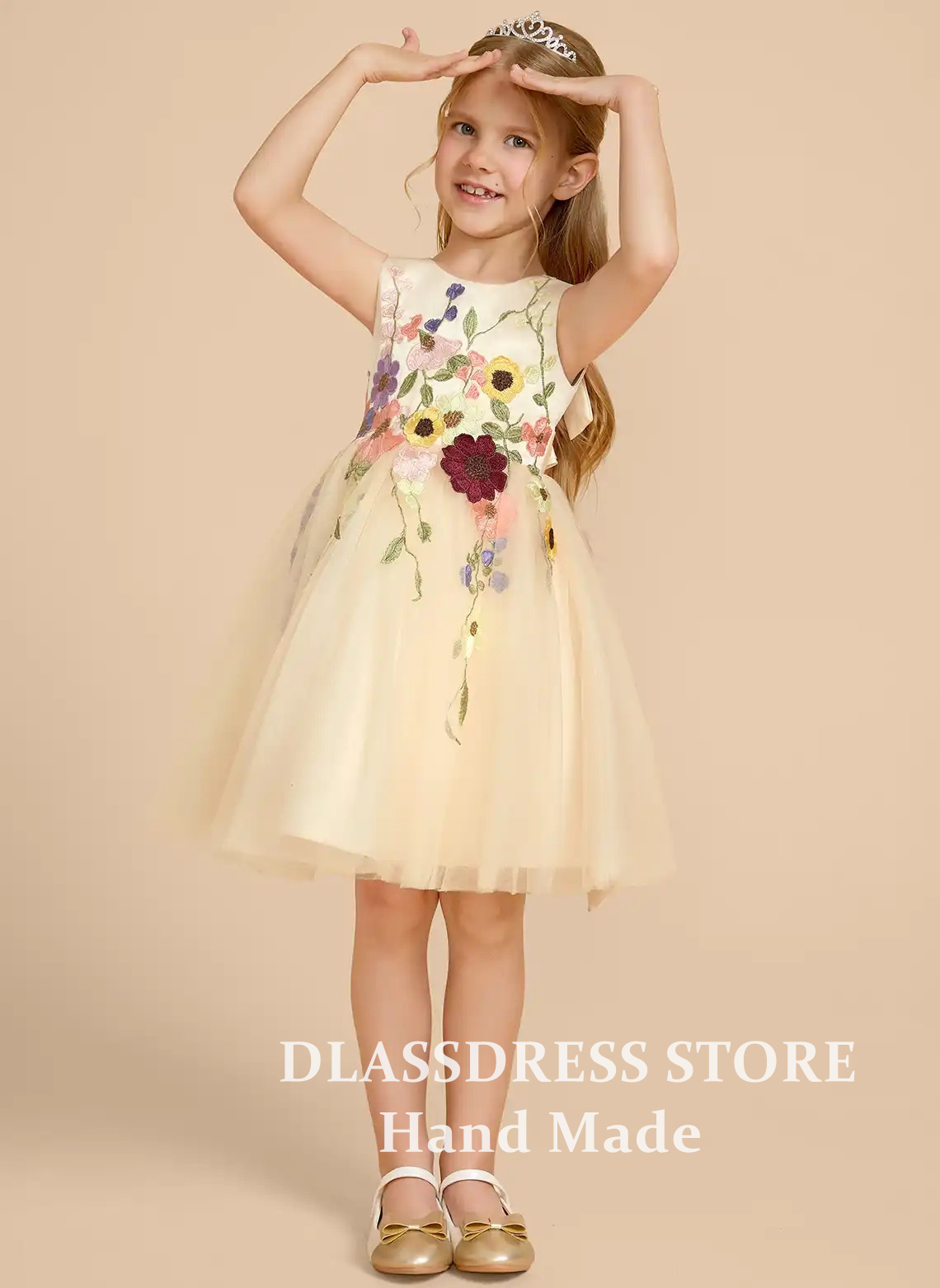Customized Yellow Tulle Flower - Embroidery Yellow Dress recension och pris