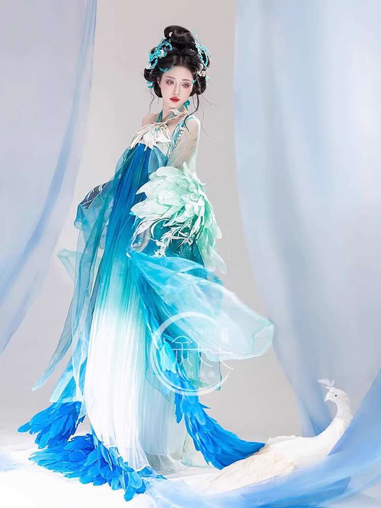 New Peacock Hanfu Womens fashi - Embroidery Cotton Shirt recension och pris
