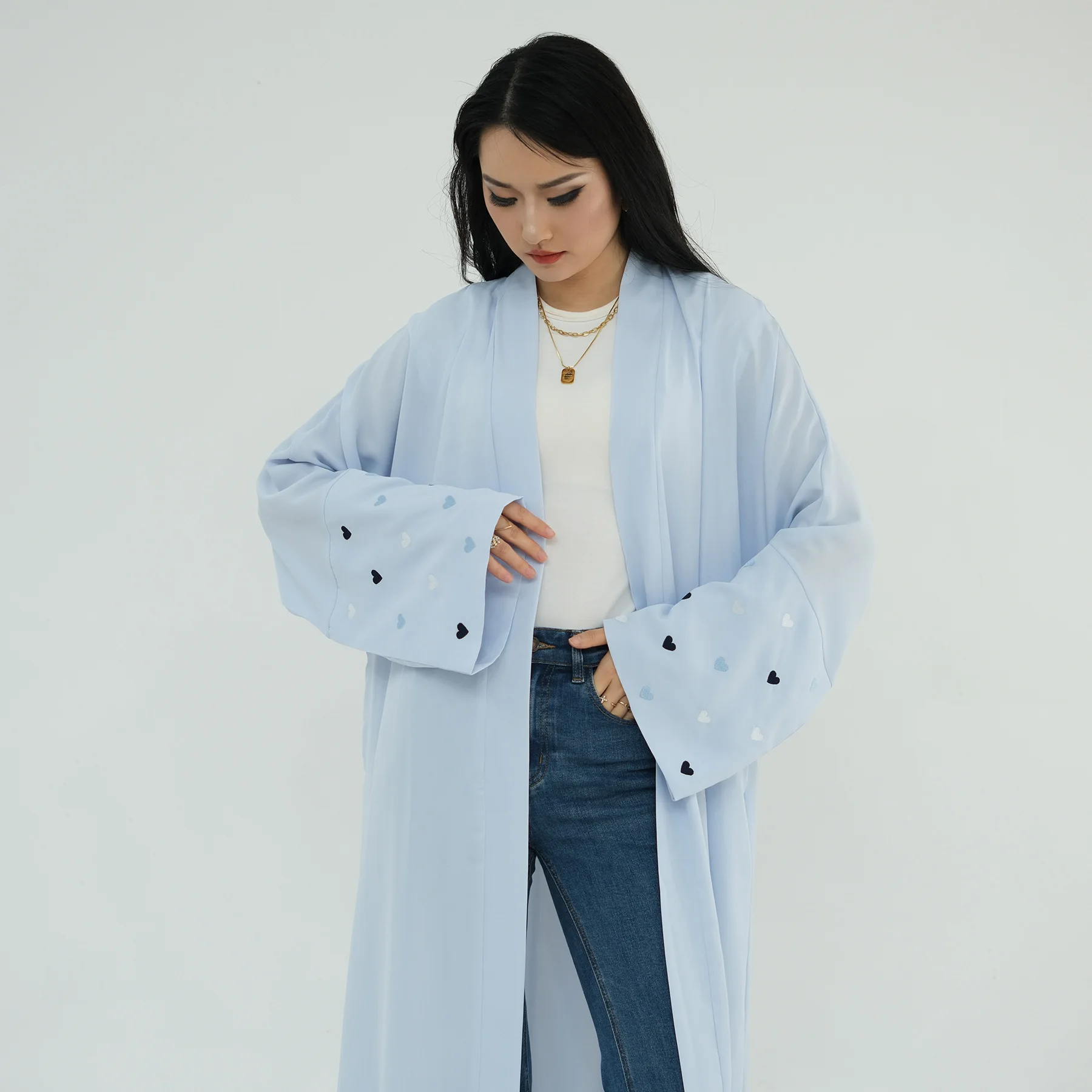 Eid Heart Embroidery Long Robe - Embroidery Kebaya recension och pris