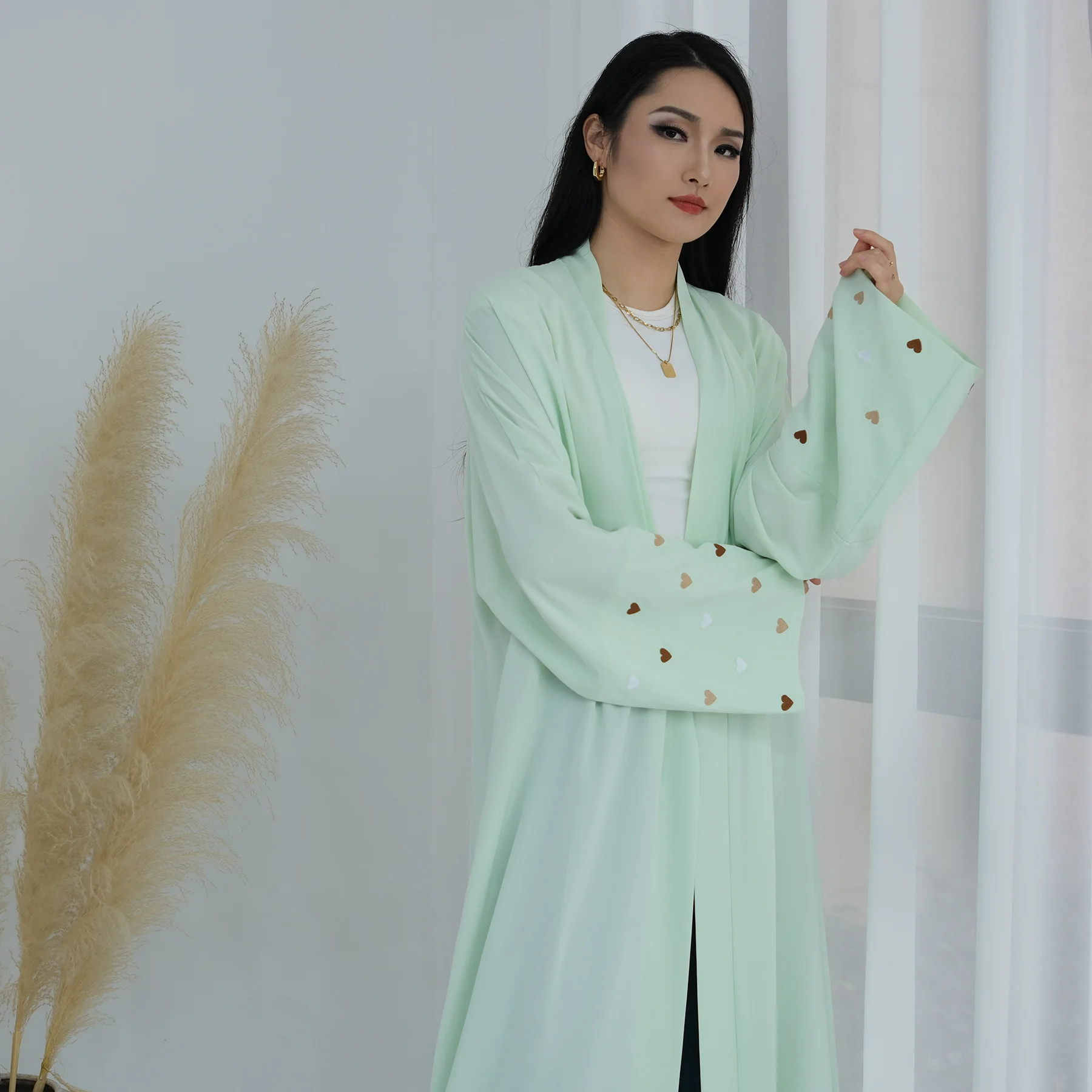 Eid Heart Embroidery Long Robe - Embroidery Kebaya recension och pris